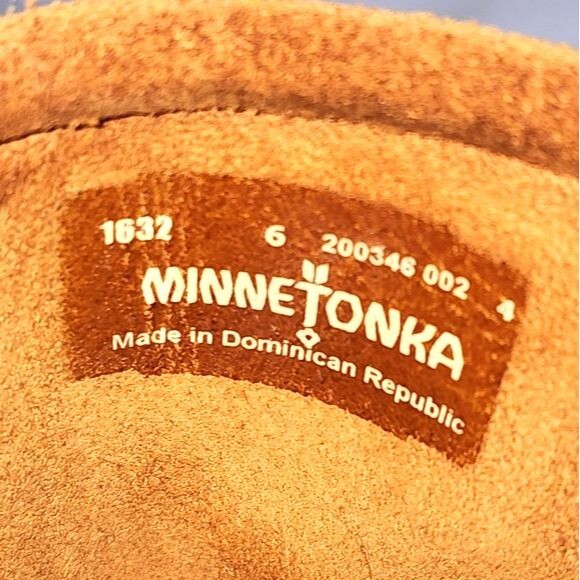 Minnetonka 3 Layer Fringe Genuine Leather Brown Mid Calf Moccasin Boots Size 6 - Picture 8 of 8